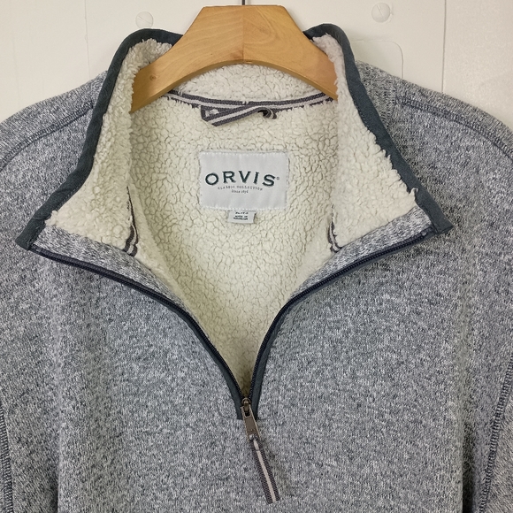 Orvis Brighton Sherpa Fleece Pullover Heather Gray XL Mens 1/4 Zip Pockets Warm - Picture 6 of 12